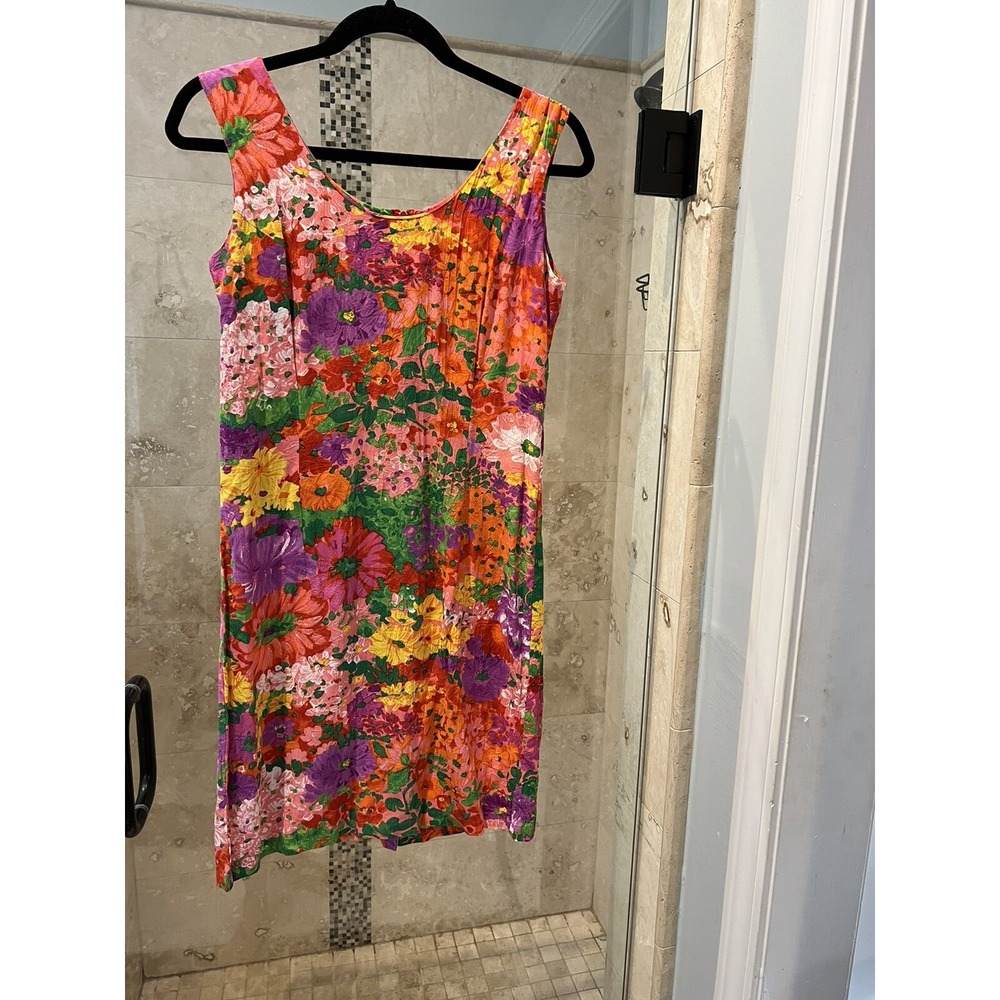 Jams World In Bloom Vintage Short Floral Dress Made in Hawaii Womens S Bright
